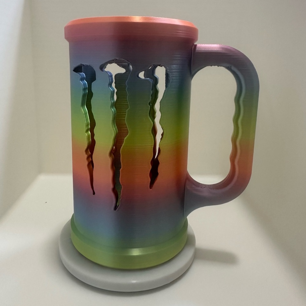 Colorful 3-D printed Monster Energy Mug. Fits your cans.